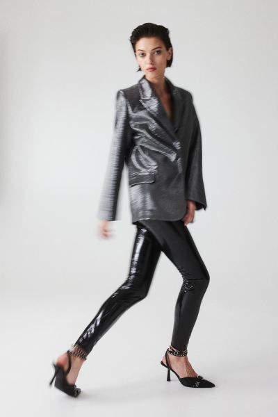 Shimmery Blazer - Black/silver-colored - Ladies | H&M US | H&M (US + CA)