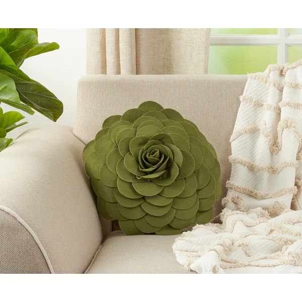 Elegant Textured Colorful Decorative Flower Throw Pillow - Overstock - 9570939 | Bed Bath & Beyond