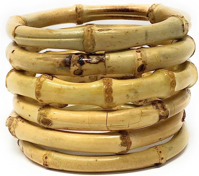 Sidecca Tiki Pinup Natural Bamboo Bangle Bracelet Set | Amazon (US)