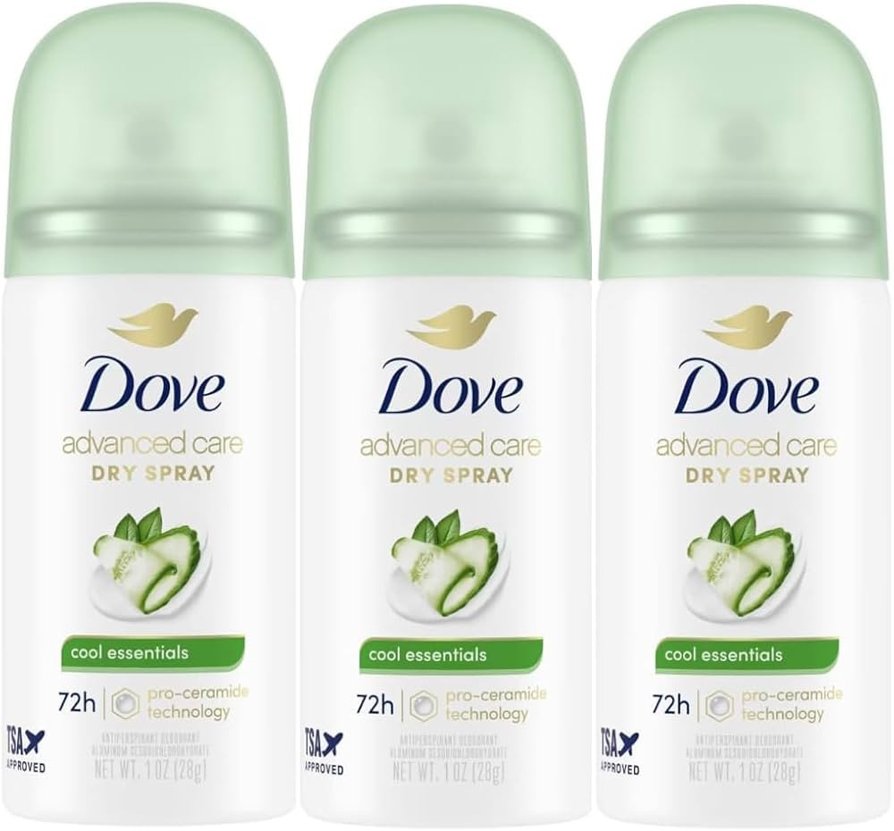 Dove Advanced Care Cool Essentials Antiperspirant & Deodorant Dry Spray Travel Size 1 oz Mini 3-P... | Amazon (US)