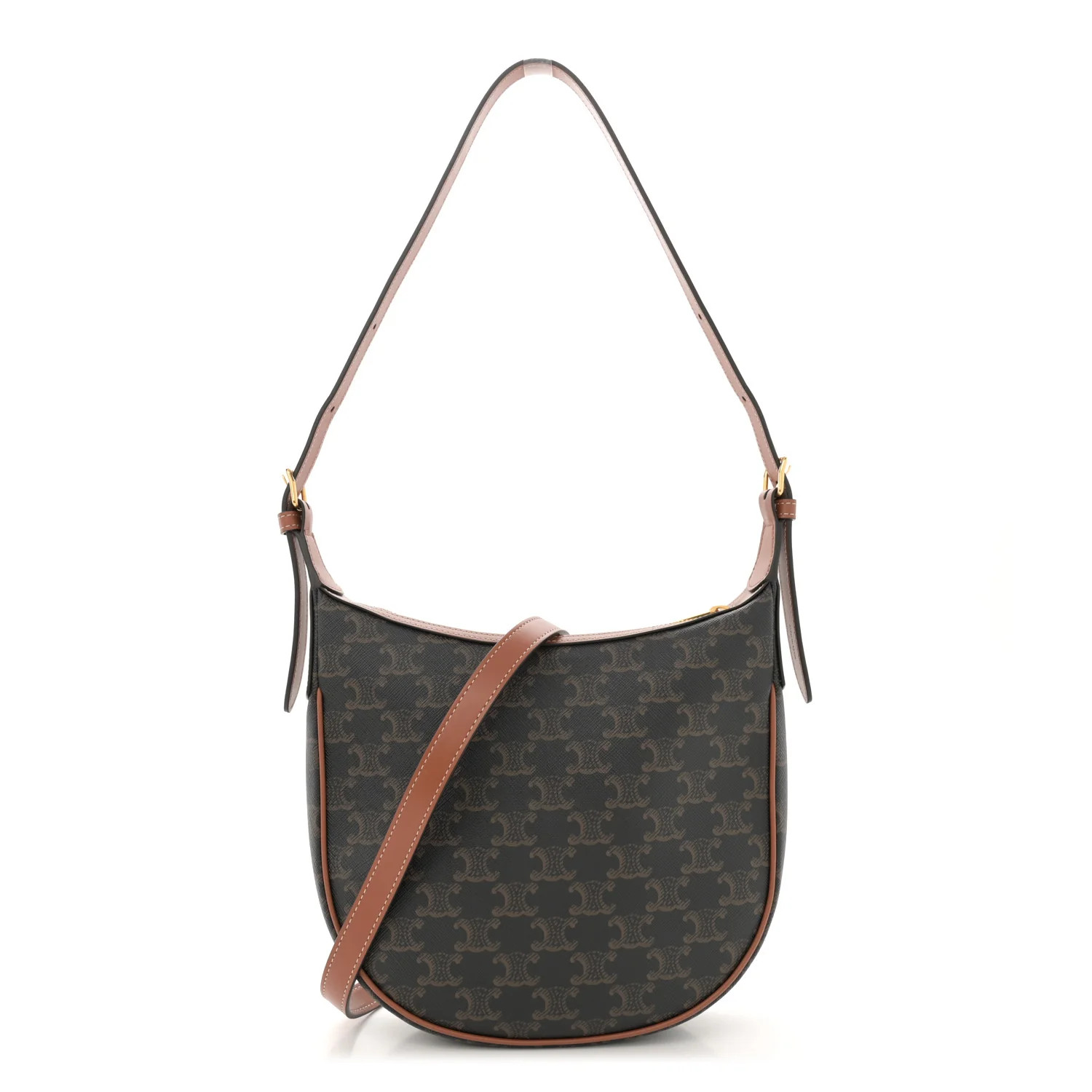 Calfskin Triomphe Canvas Small Heloise Shoulder Bag Tan | FASHIONPHILE (US)