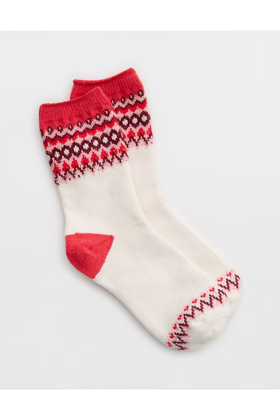 Aerie Crew Fairisle Socks Women's Bright Red One Size | American Eagle Outfitters (US & CA)