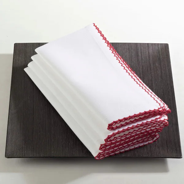 Table Napkins With Whip Stitched Design (Set of 4) - Red - 20"x20" | Bed Bath & Beyond