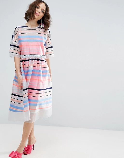 ASOS SALON Fluro Stripe Smock Dress | ASOS UK