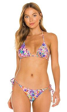 Luli Fama Triangle Bikini Top in Electric Coral from Revolve.com | Revolve Clothing (Global)