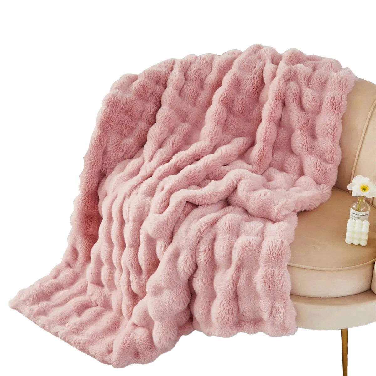 High-End Faux Fur Rabbit Blanket Thick And Warm Long Pile Blanket Suitable For Bed And Sofa. | Wayfair North America