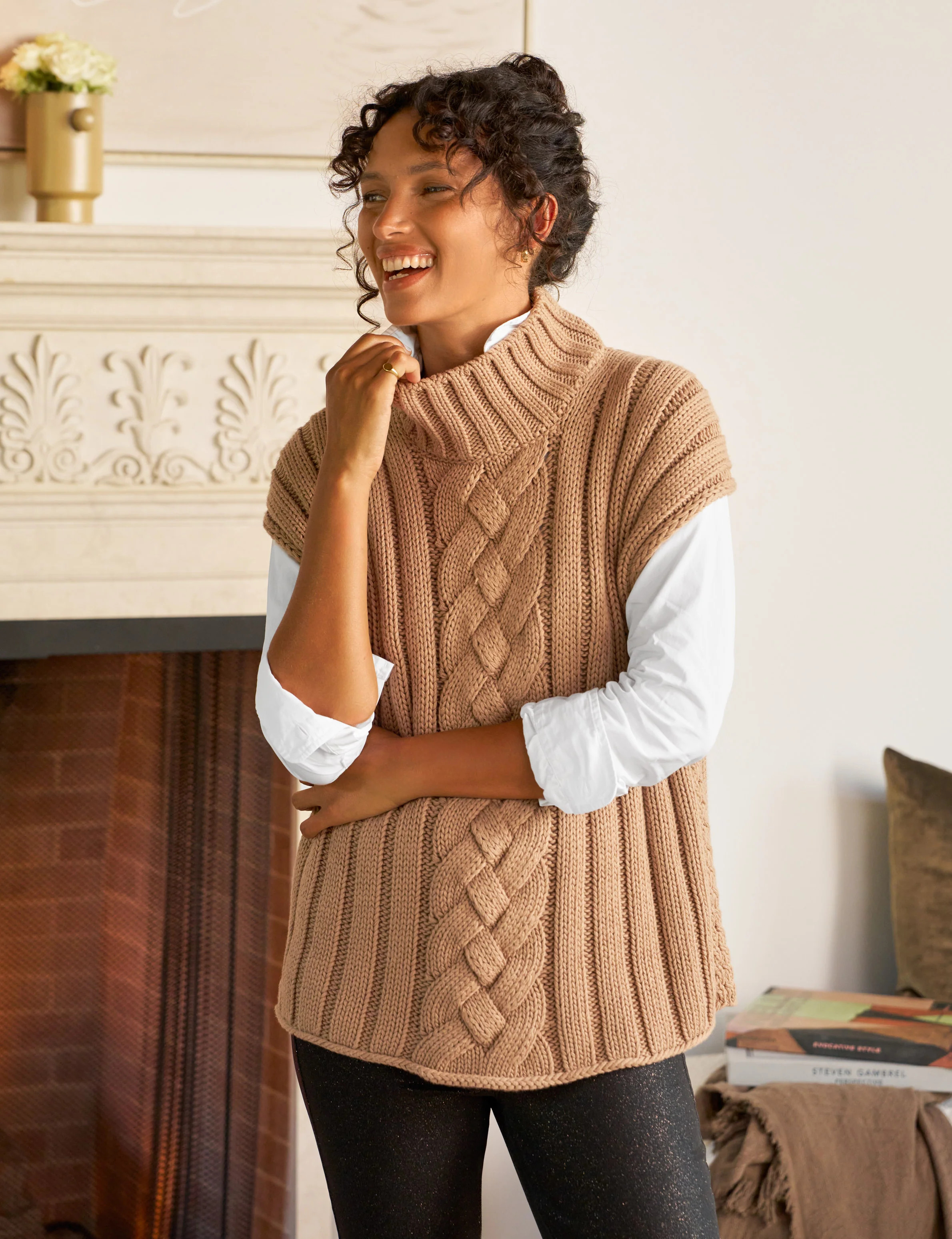 COTSWOLDS VEST Camel, Pure Italian Cotton | Frank & Eileen