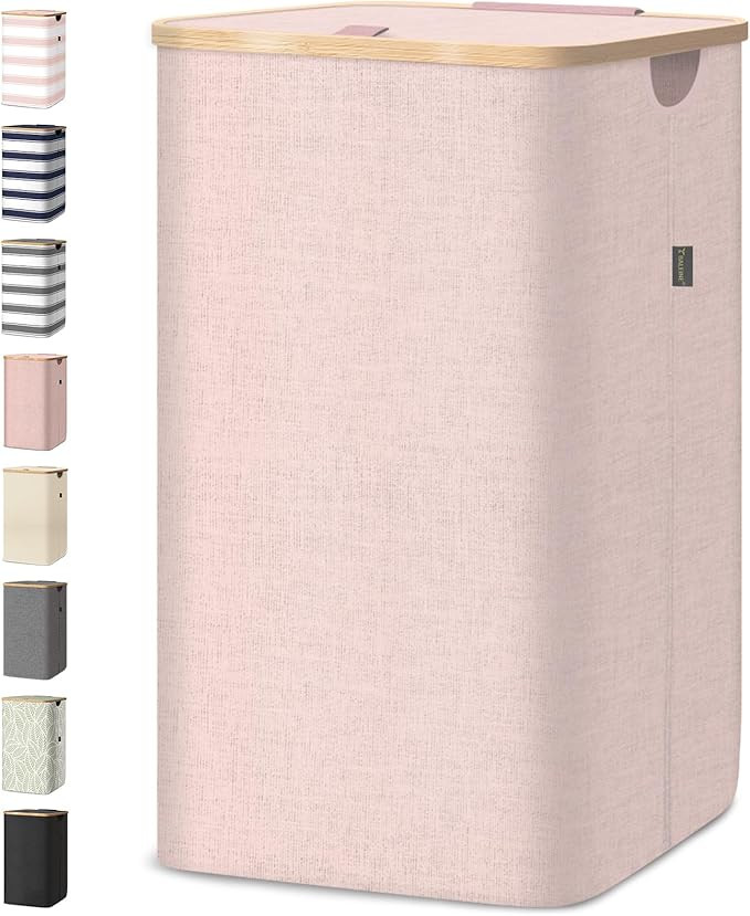BALEINE Laundry Hamper with Lid, Tall Laundry Baskets with Bamboo Pull Handles, Large Laundry Bin... | Amazon (US)
