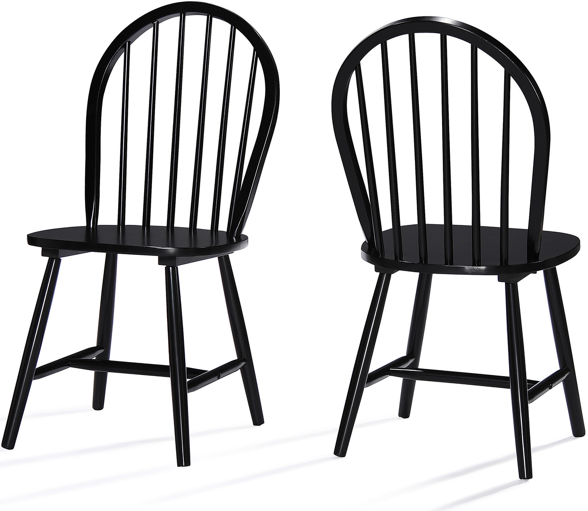 Illusiveness Wooden Dining Chair with Spindle Back Set of 2 In Black | 1stopbedrooms