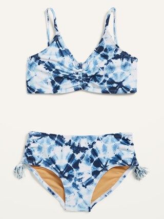 Girls / SwimPrinted Tassel-Trim Ruched Bikini for Girls | Old Navy (US)
