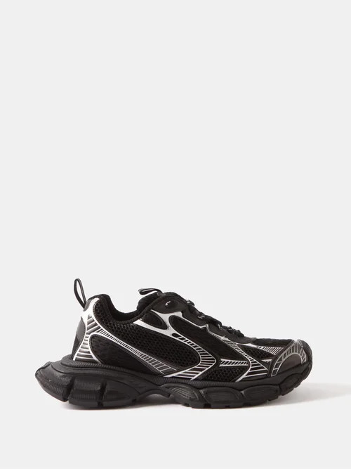 Balenciaga - 3xl Distressed-mesh Trainers - Mens - Black White | Matches (UK)