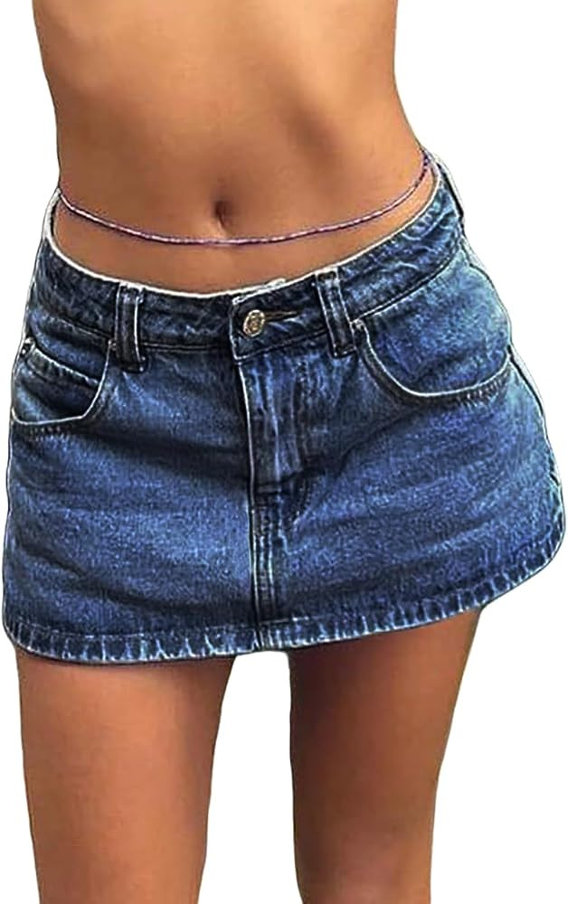 Xineicy Jean Skorts for Woman Sexy Mini Jean Skirt Stretchy Mid Waist Y2k Denim Skirts with Short... | Amazon (US)