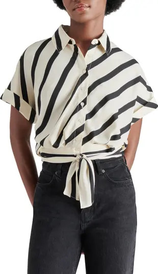 Steve Madden Tori Stripe Short Sleeve Tie Front Shirt | Nordstrom | Nordstrom