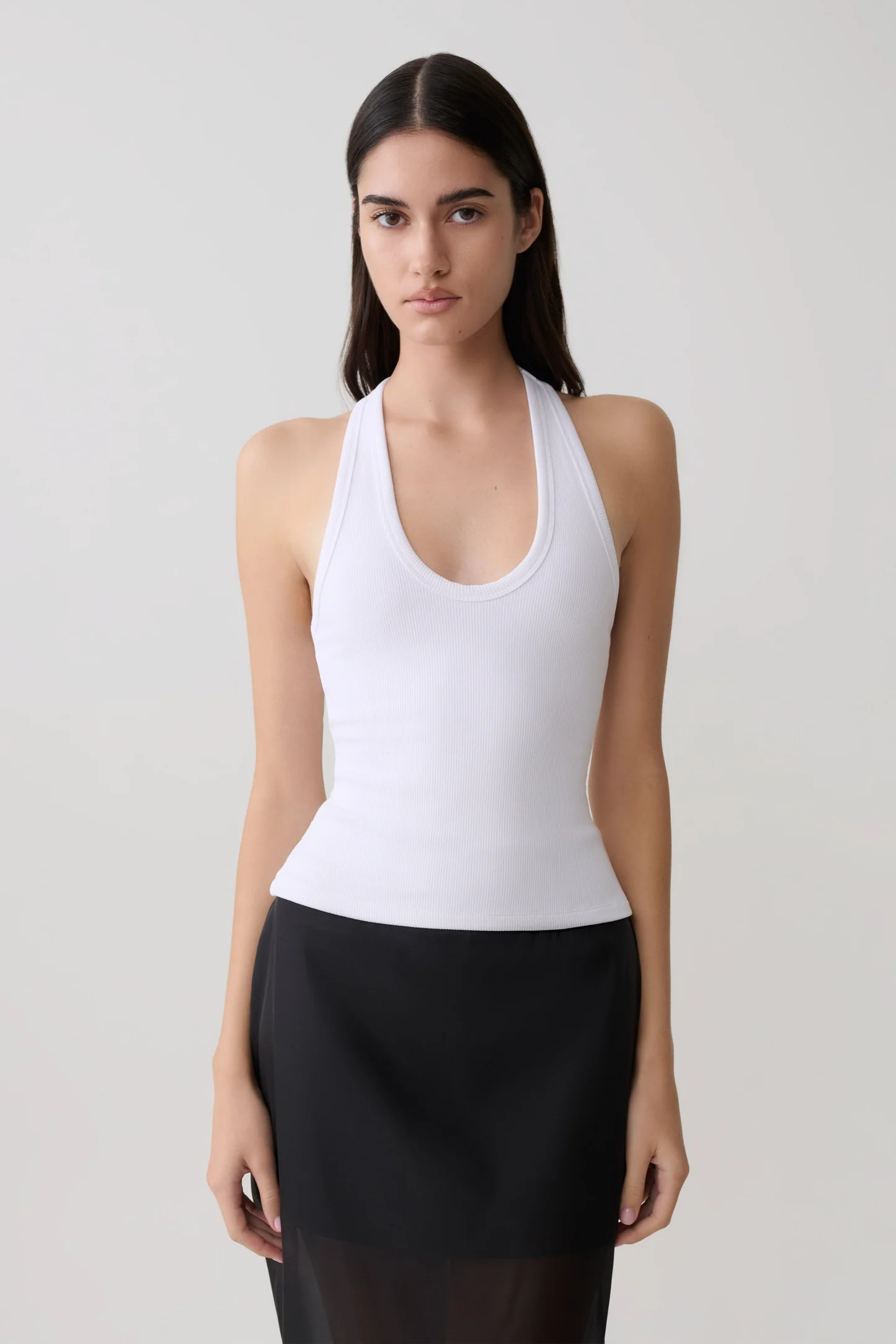 Actress Ribbed Tank - White | MESHKI US