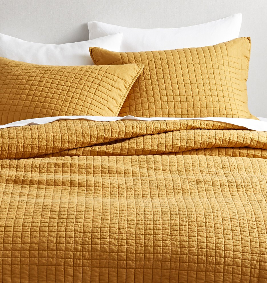 Stitched Linen Quilt & Shams with Organic Fiber | Rejuvenation