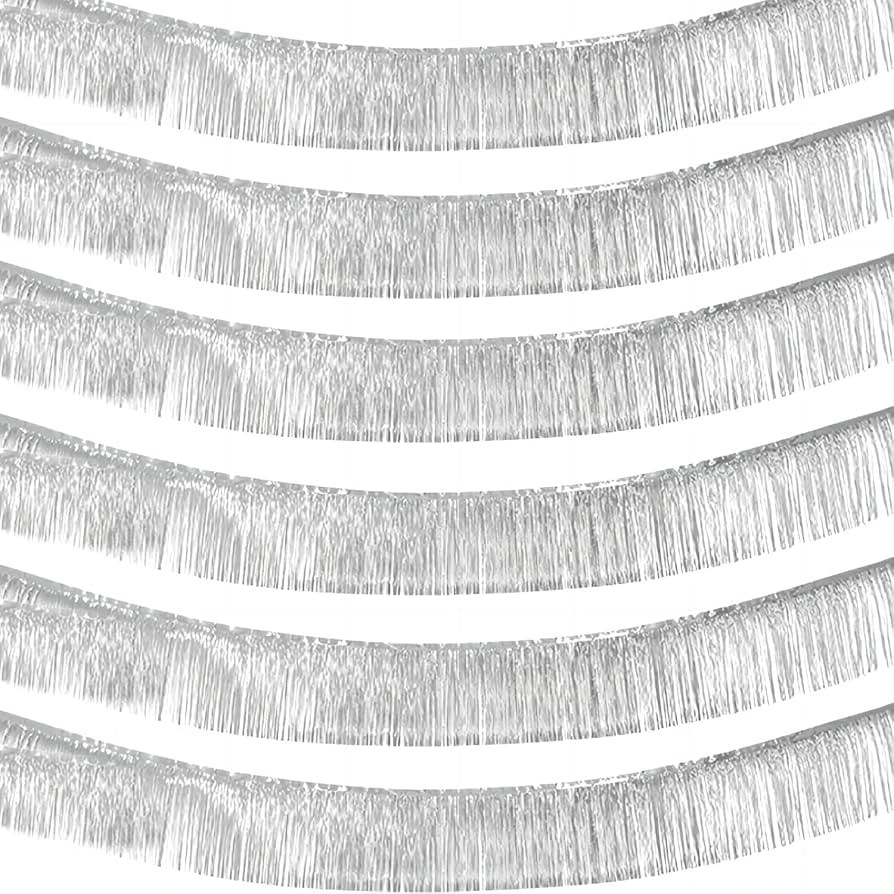 10 Pack 10 Feet Silver Foil Fringe Garland Metallic Tassle Banner Wall Hanging Tinsel Streamers B... | Amazon (US)