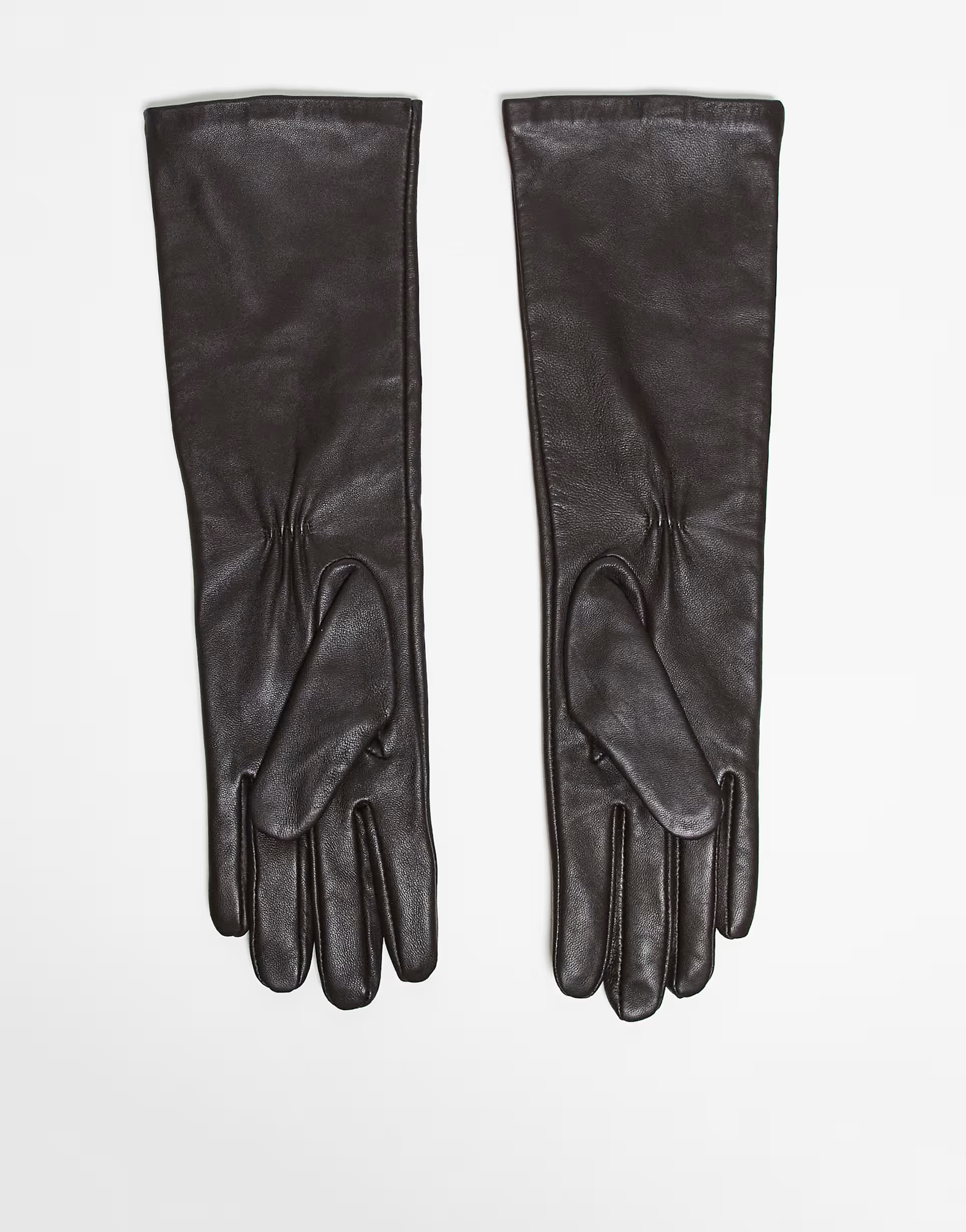 Mango 100% leather mid length gloves in dark brown | ASOS (Global)