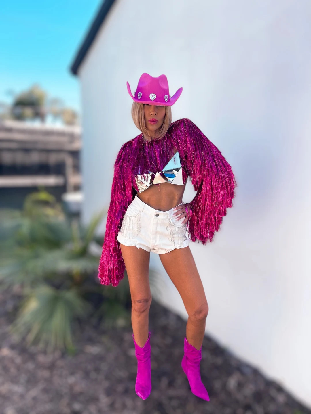 Fuchsia Tinsel Fringe Festival Bolero Jacket: Western Cowgirl Outfit - Etsy | Etsy (US)
