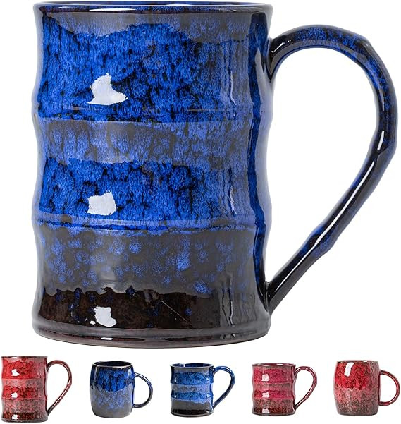 22oz Blue Kiln-Change Ceramic Coffee Mug with Ergonomic Handle, 1340℃ High-Fire Large Mug - Lea... | Amazon (US)