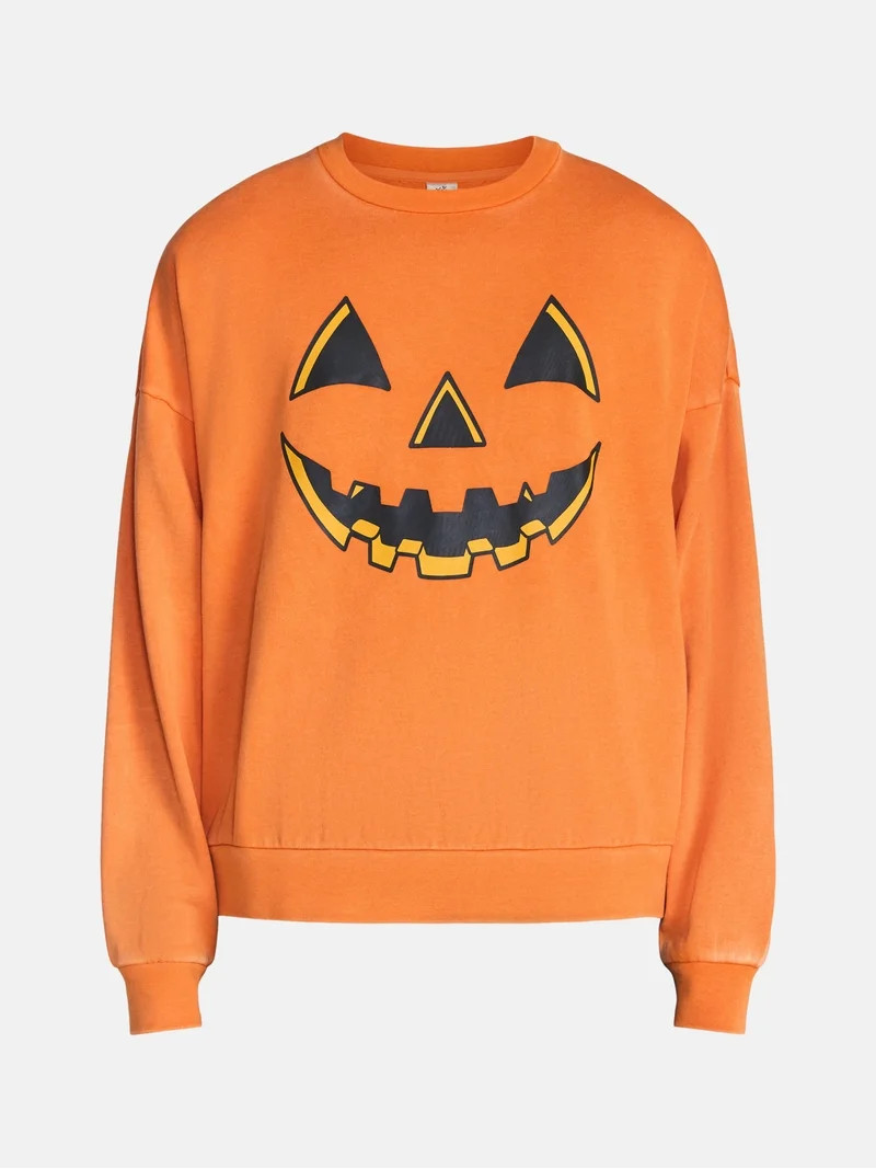 Men's Halloween Jacko Smile Graphic Long Sleeve Sweatshirt from Way to Celebrate, Sizes XS-5XB | Walmart (US)