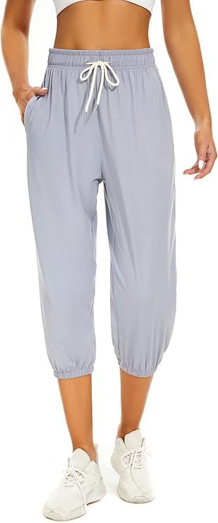 Molirex Women's Sweatpants Capri Pants Relaxed-Fit Jogger Pant Drawstring Waist with Back Pockets | Amazon (US)