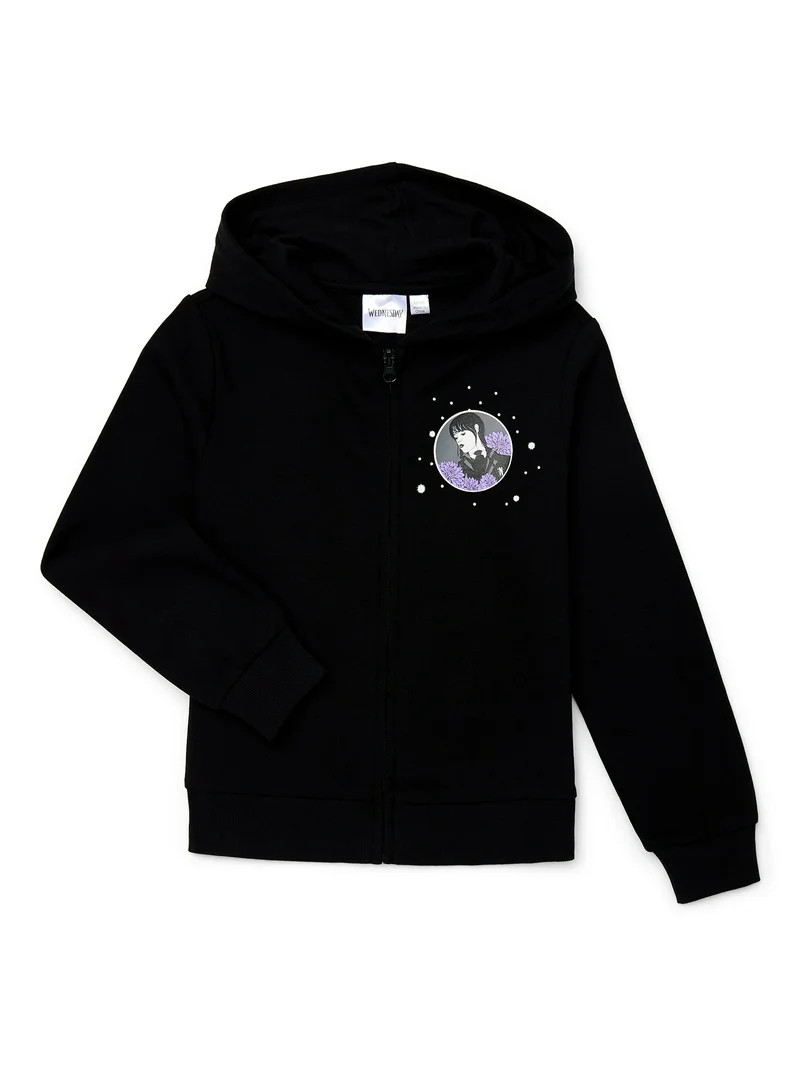 Wednesday Addams Girls Halloween Graphic Fleece Hoodie Sweatshirt, Sizes 4-16 - Walmart.com | Walmart (US)