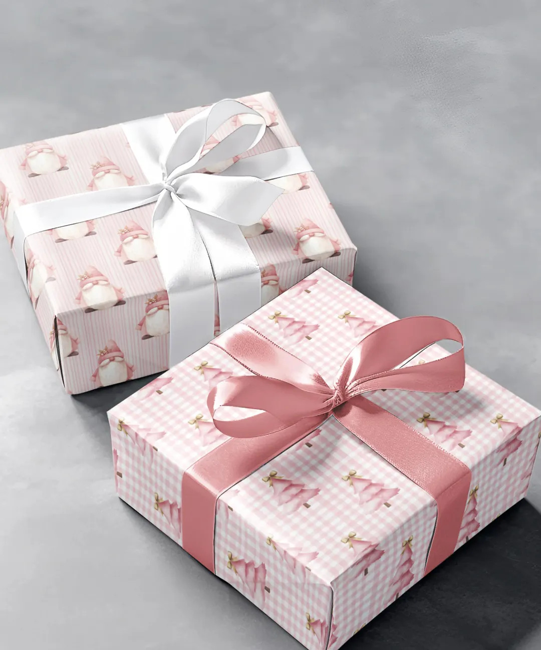 Light Pink Christmas Trees Wrapping Paper Roll | Cute Whimsical Holiday Gift Wrap | Studio Wrapsy... | Etsy (US)