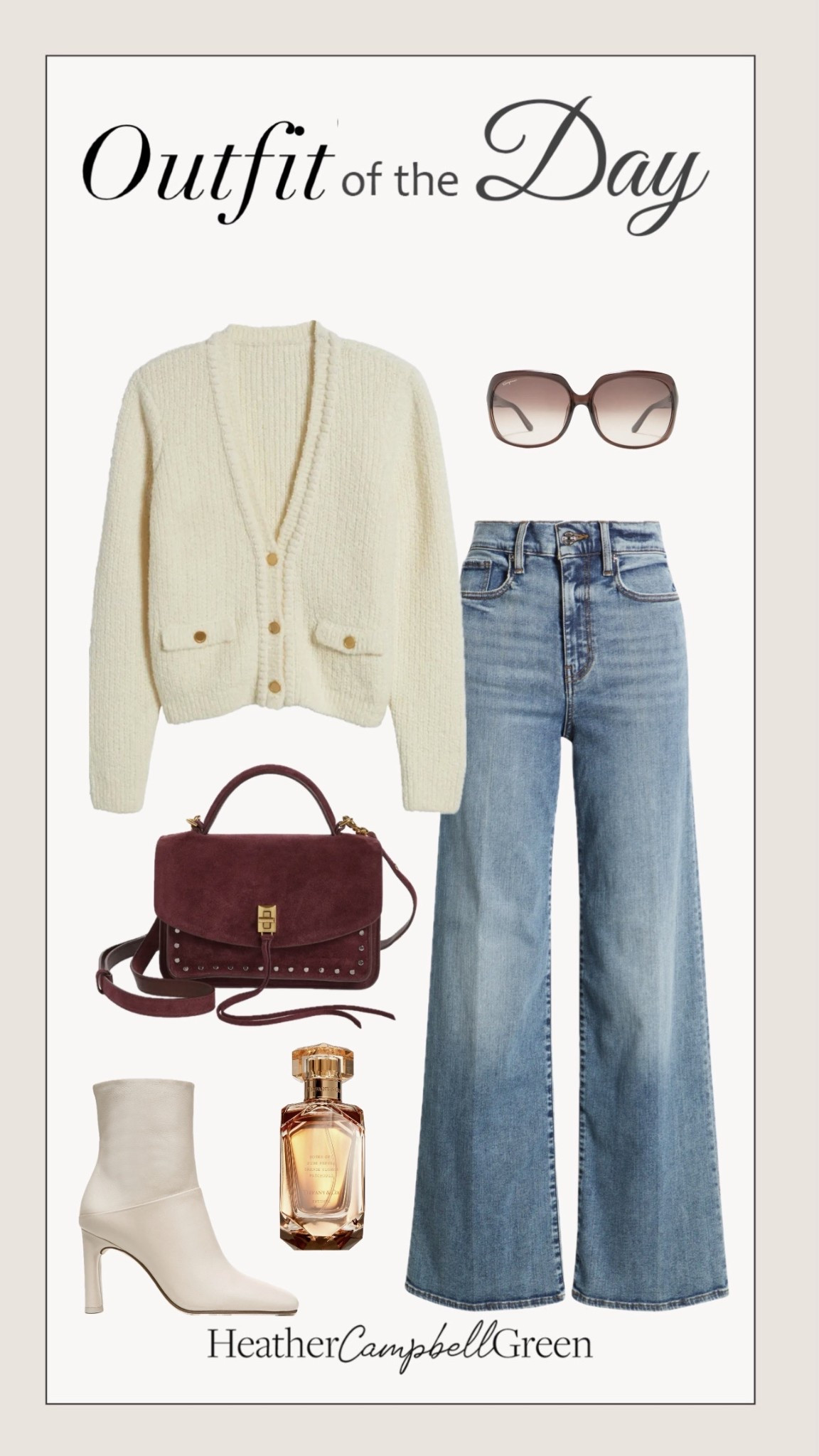  The perfect slim-fit palazzo jeans paired with ultra-comfortable statement boots is my go-to formula for an elevated everyday look. I styled it with a cozy white cardigan, a gorgeous burgundy suede bag, and oversized statement sunglasses for that effortless, chic finish. Every piece is available right now at Nordstrom Rack at fantastic prices, making this outfit a true luxury-look-for-less moment. If you love elevated basics, designer-inspired accessories, and affordable fashion finds, this is one outfit worth shopping.

#NordstromRackPartner #RackScore
