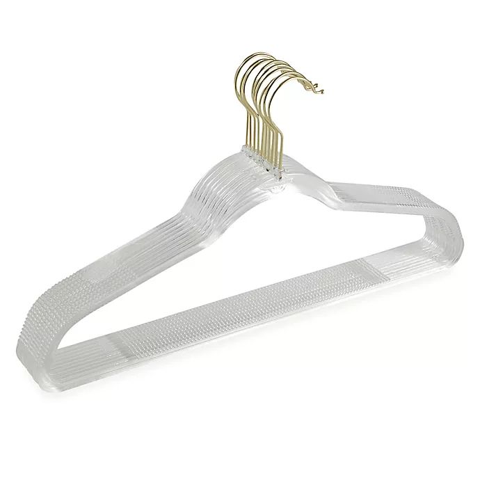 Closet Complete® 10-Pack Ultra-Thin Invisible Hangers in Gold | Bed Bath & Beyond