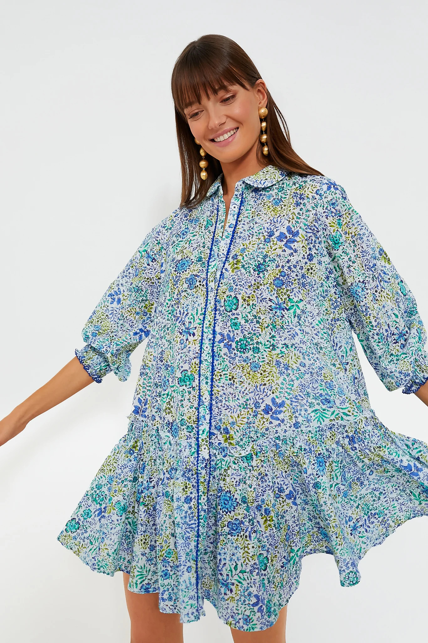 White Blue Nature Tesorino Mini Dress | Tuckernuck (US)