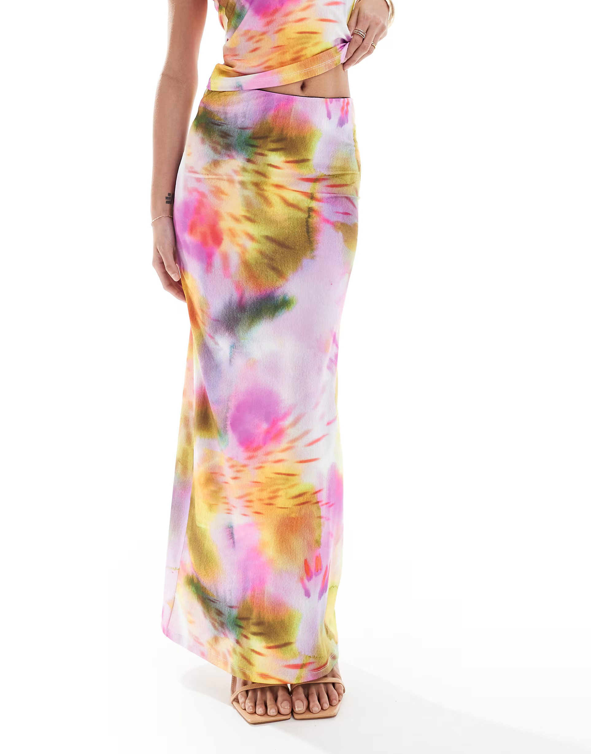 ASOS DESIGN large scale floral co ord maxi skirt in multi | ASOS (Global)