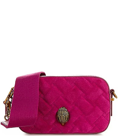 Kurt Geiger London Kensington Small Suede Quilted Camera Crossbody Bag - Fuchsia | Dillard's