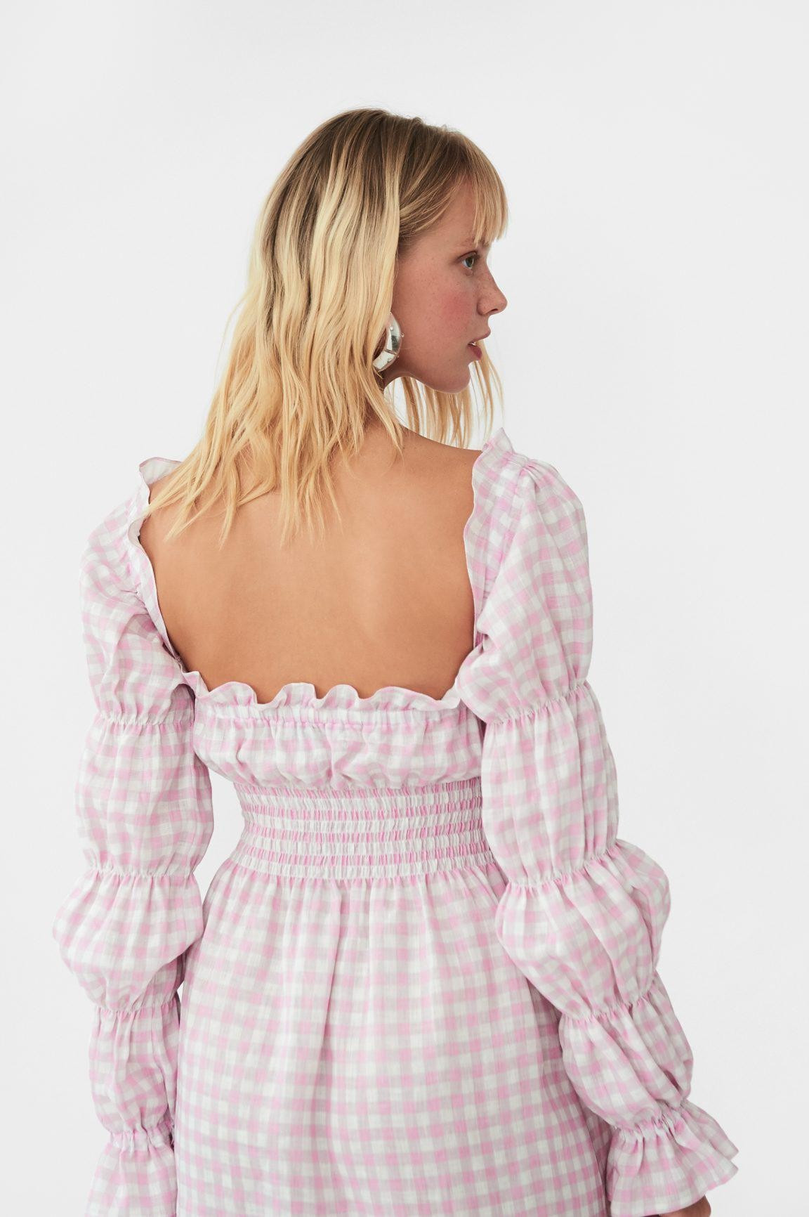 Michelin Linen Dress In Pink Vichy | THE YES