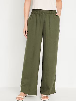 High-Waisted Linen-Blend Wide-Leg Pants | Old Navy (US)