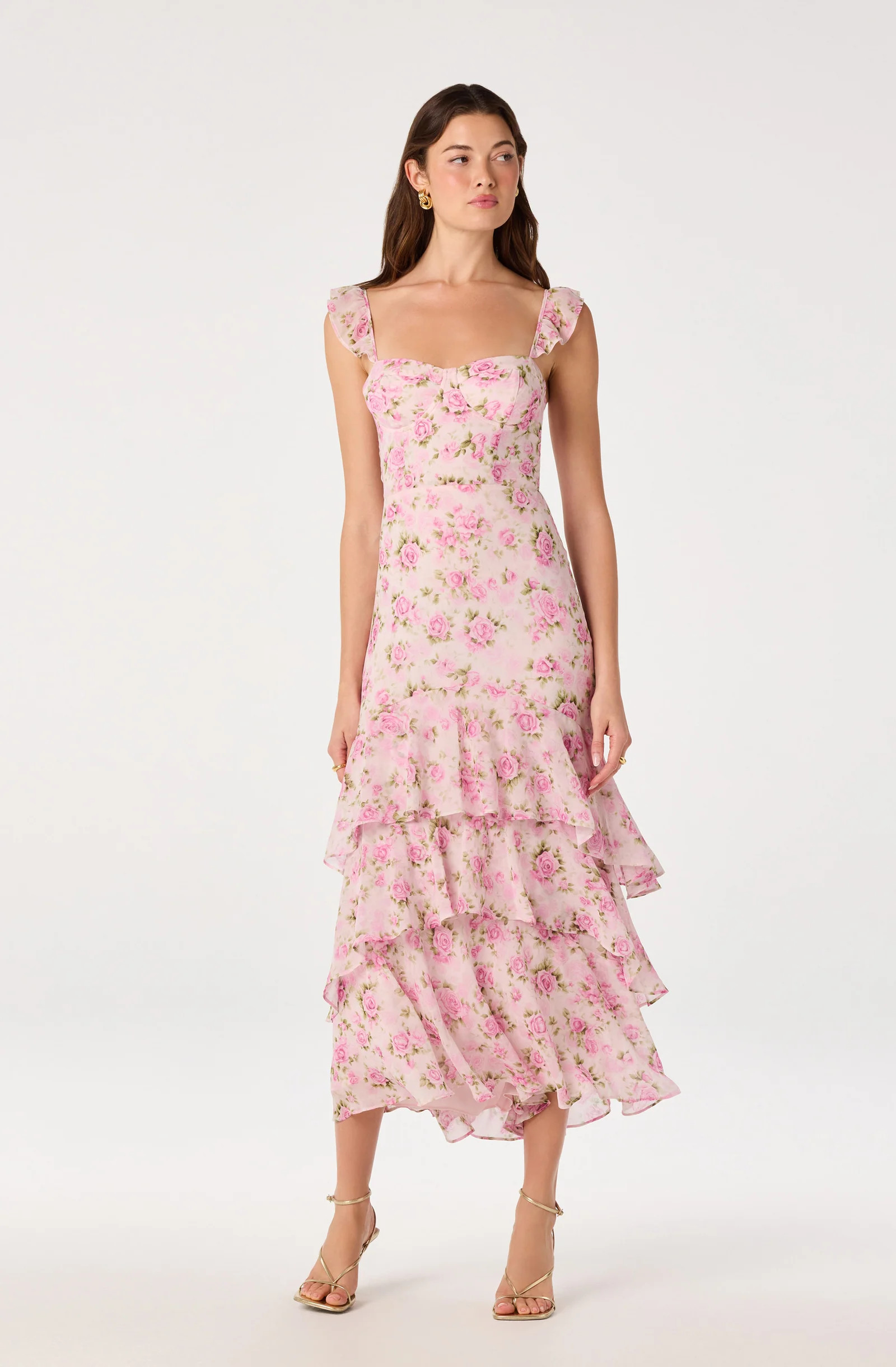 Alcina Tiered Midi Dress - Blue white polkadot / XS | ASTR The Label (US)