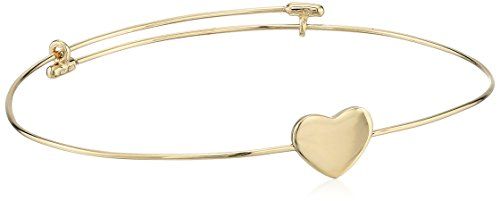 14k Italian Yellow Gold Heart Bangle Bracelet, Adjustable 7" to 7.5" | Amazon (US)