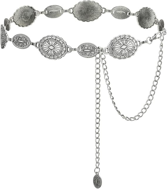 TOPACC Western Metal Concho Belt for Women Cowgirl Chain Belts for Dresses Jeans Country Concert ... | Amazon (US)