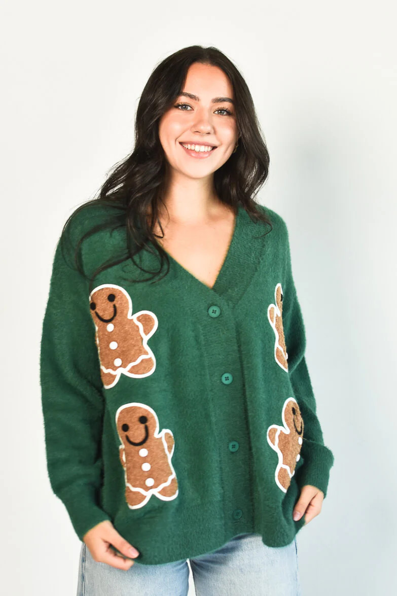 Gingerbread Man Varsity Cardigan | Confête