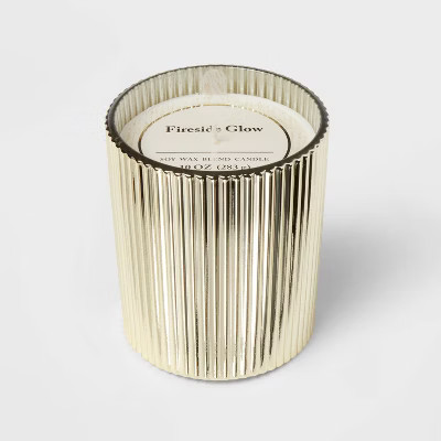 Mercury Glass Finish Holiday Fireside Bonfire Glow Candle Gold - Threshold™ | Target