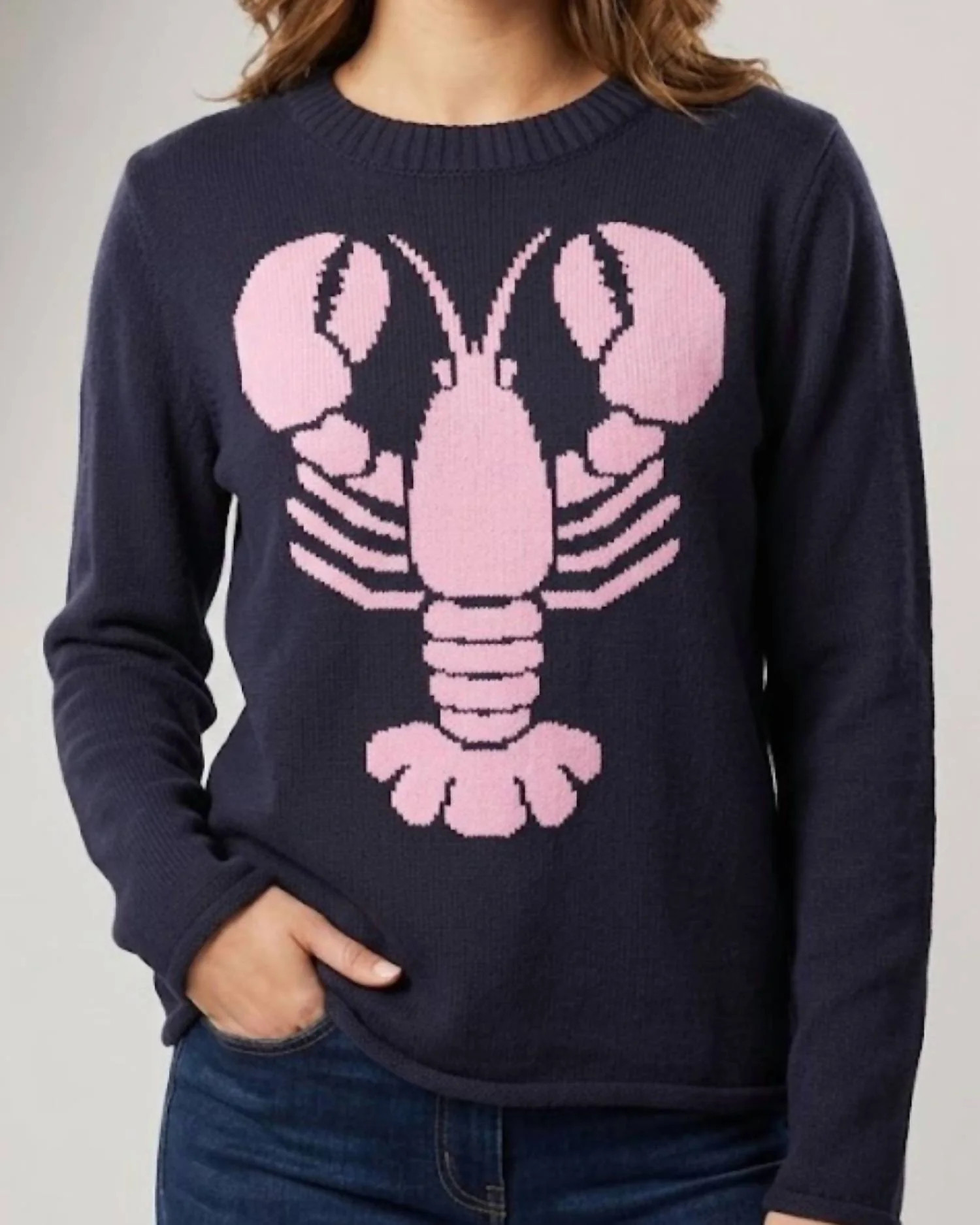 Lobster Knit Sweater In Pink/blue | Shop Simon