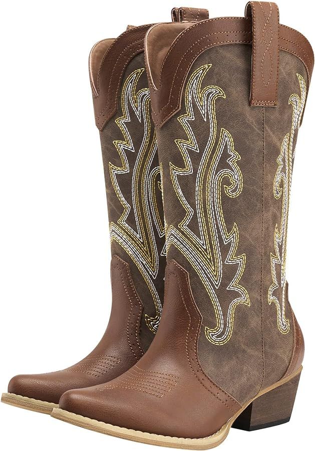 HISEA Rollda Cowboy Boots Women Western Boots Cowgirl Boots Ladies Pointy Toe Fashion Boots | Amazon (US)