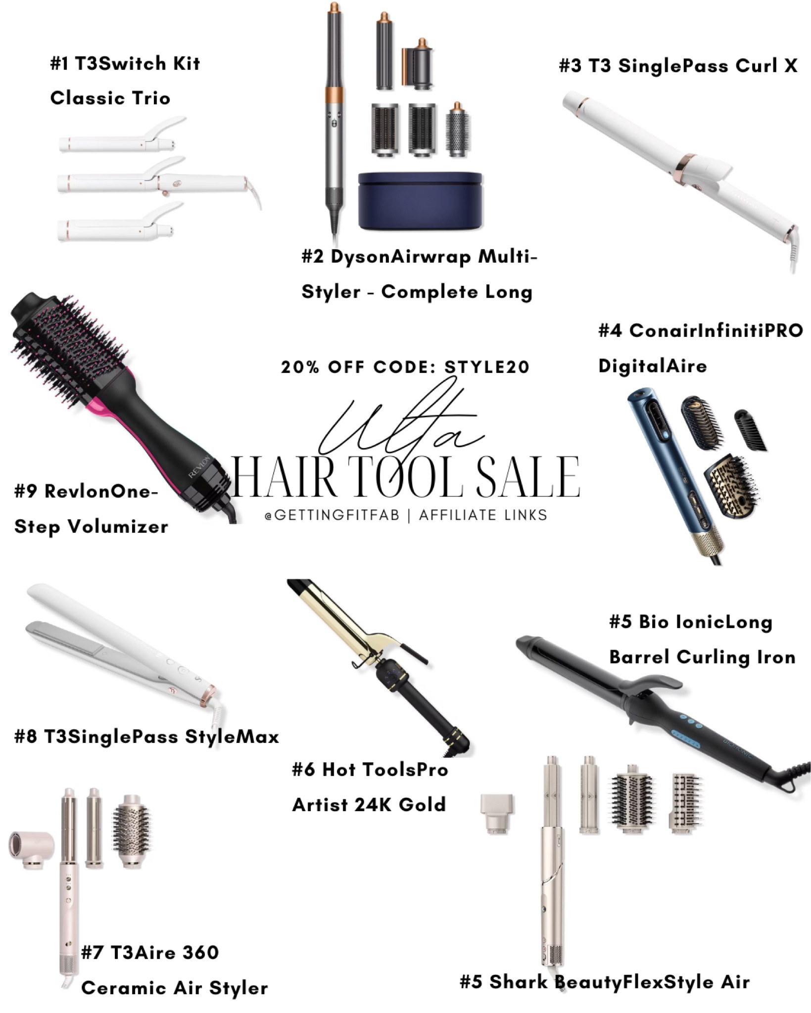 Ulta hair tools sale! 20% off with the code STYLE20 at check out! 

That includes Shark + Dyson products! 

#ulta #ultabeauty  

Dyson Airwrap, T3 curling iron, T3 straightener, Revlon one step, Shark beauty flex style, Conair InfinitiPro, Hot Tools curling iron



#LTKFindsUnder100 #LTKBeauty #LTKSaleAlert