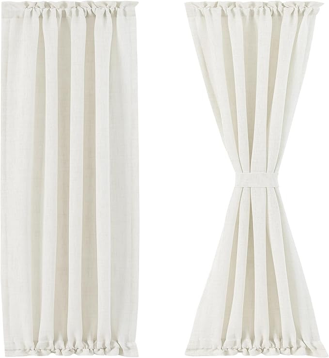 FMFUNCTEX Linen French Door Curtain Panels 72 Inches Long, Ivory Flax Linen Window Draperies for ... | Amazon (US)