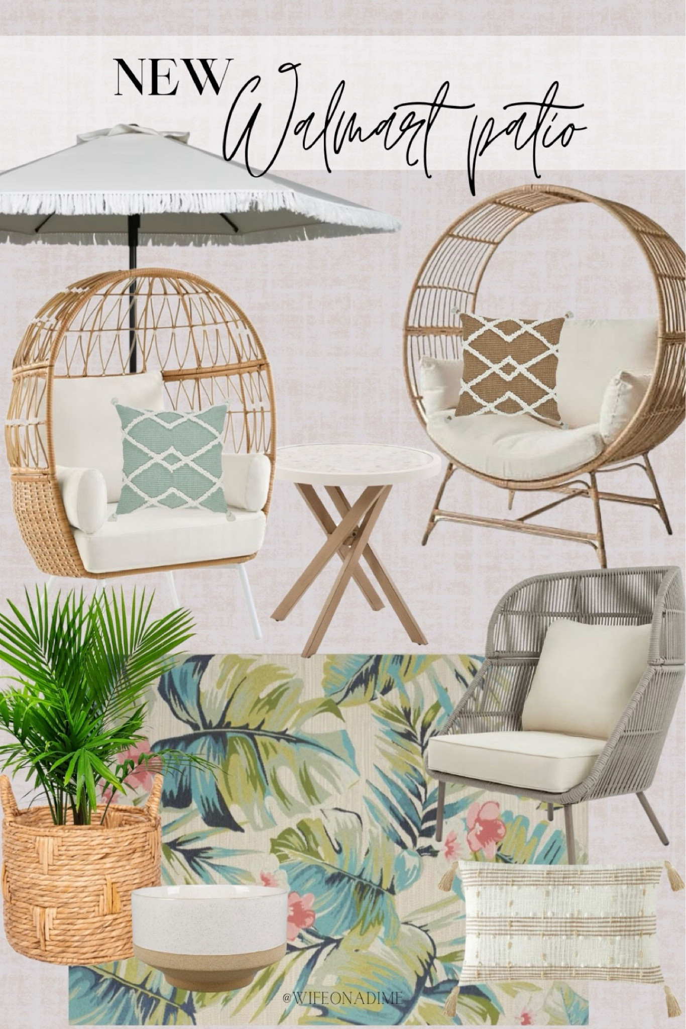 Walmart patio faves! Pretty new egg chair options! Loving this tropical outdoor rug too. 


#walmartoutdooroasis #patioset #outdoorset #outdoorfurniture #patiofurniture 
Summer, summer finds, summer favorites, summer porch, summer decor, summer outdoor inspiration, outdoor decor, porch finds, porch favorites, porch inspiration, porch decor, porch furniture, black planters, black porch swing, woven hanging planter basket, garden bed with stand, pillar candle lantern, outdoor rug, wicker outdoor lantern, throw pillow, outdoor pillow, Modern home decor, modern planter pot, plant pot, black  modern patio furniture, arhaus dupe, crate and barrel dupe, Serena and Lily dupe. 

#LTKhome #LTKSeasonal