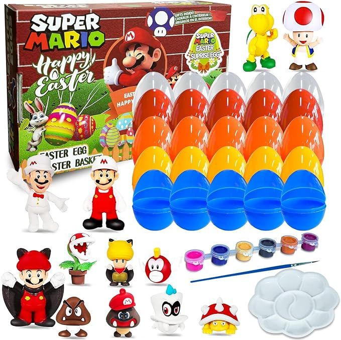 JIFTOK Filled Easter Eggs with Surprise Toys Inside, Mario Easter Basket Stuffers for Toddler, Ea... | Amazon (US)