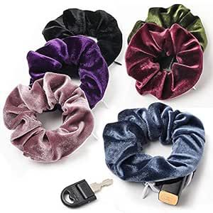 Velvet Scrunchies With Pocket Zipper Hair Ties for Women Big Vsco Girl Stuff Scrunchy Hidden Hair... | Amazon (US)