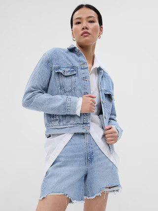 Cropped Icon Denim Jacket with Washwell | Gap Factory
