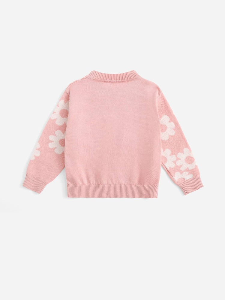 SHEIN Toddler Girls Floral Pattern Sweater | SHEIN