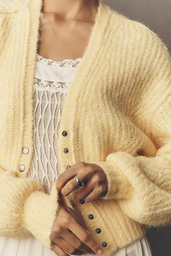 Pilcro Cozy Rib V-Neck Cardigan Sweater | Anthropologie (US)