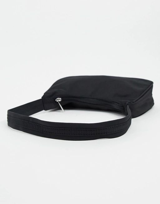 ASOS DESIGN nylon curved 90s shoulder bag in black | ASOS (Global)